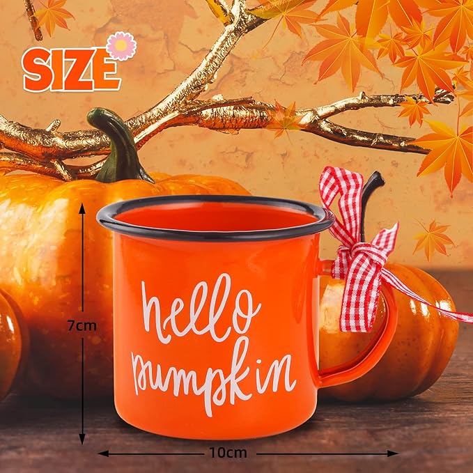 3 Autumn Thanksgiving Mini Coffee Mug, Pumpkin Mini Coffee Cups for Tiered Tray Decor Fall Centerpieces, Party Decorations, wide handle, light sliding edge, light and durable, Birthday Gift, 240ml