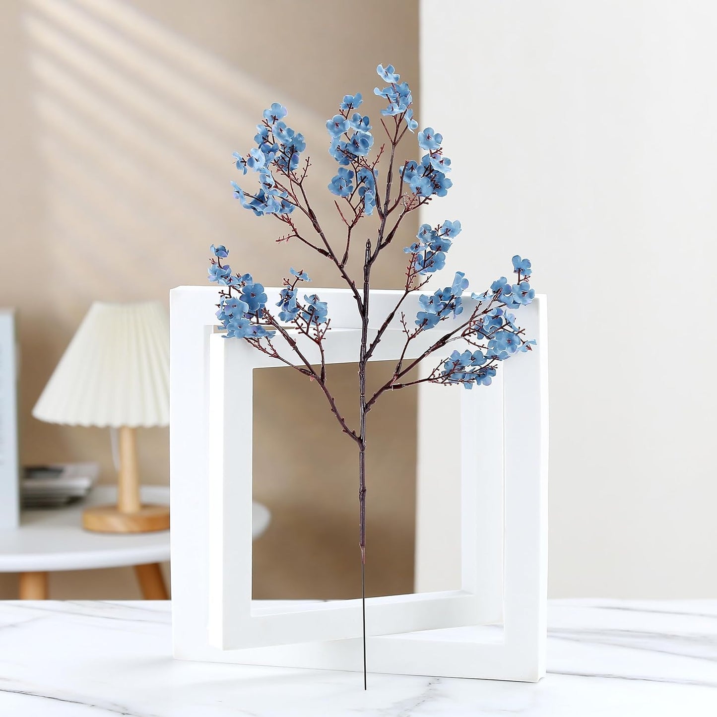 JAKY-Global Babys Breath Silk Artificial Flowers Bulk 6pcs for Fall Decor Fake Flower Bouquet Bulk for Home Kitchen Indoor Bouquet Floral Arrangement Table Centerpieces Party Decor(Blue Ashes)