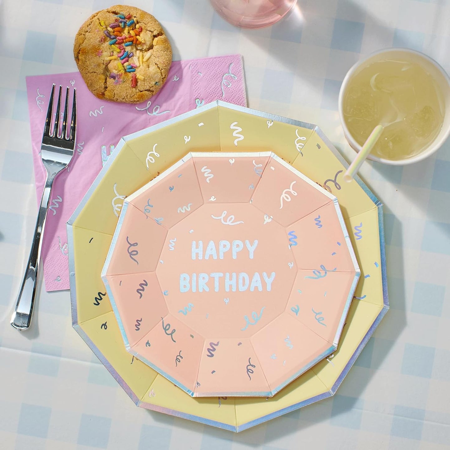 Coterie Happy Birthday Large Plates - 9.25” Disposable Party Plates (10-Pack) | Premium Paper Plates for Cake, Snacks & Meals | Fun & Festive Birthday Party Supplies for Kids & Adults