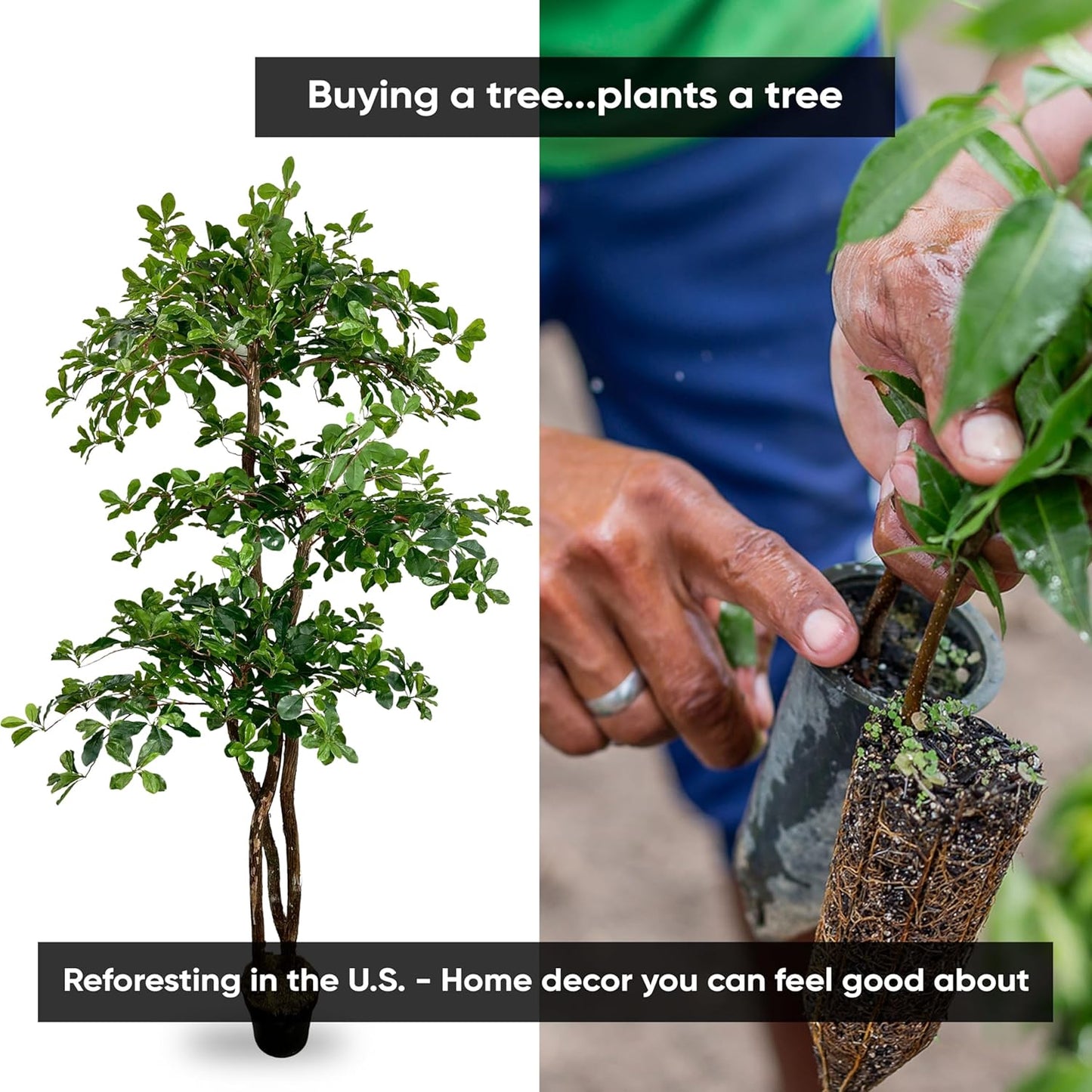 Cypress & Alabaster Handmade 6.5ft 3-Tier Italian Black Olive Leaf Artificial Tree with Ethically Sourced Real Wood Trunks, Hypoallergenic, 6.5-Foot, Green