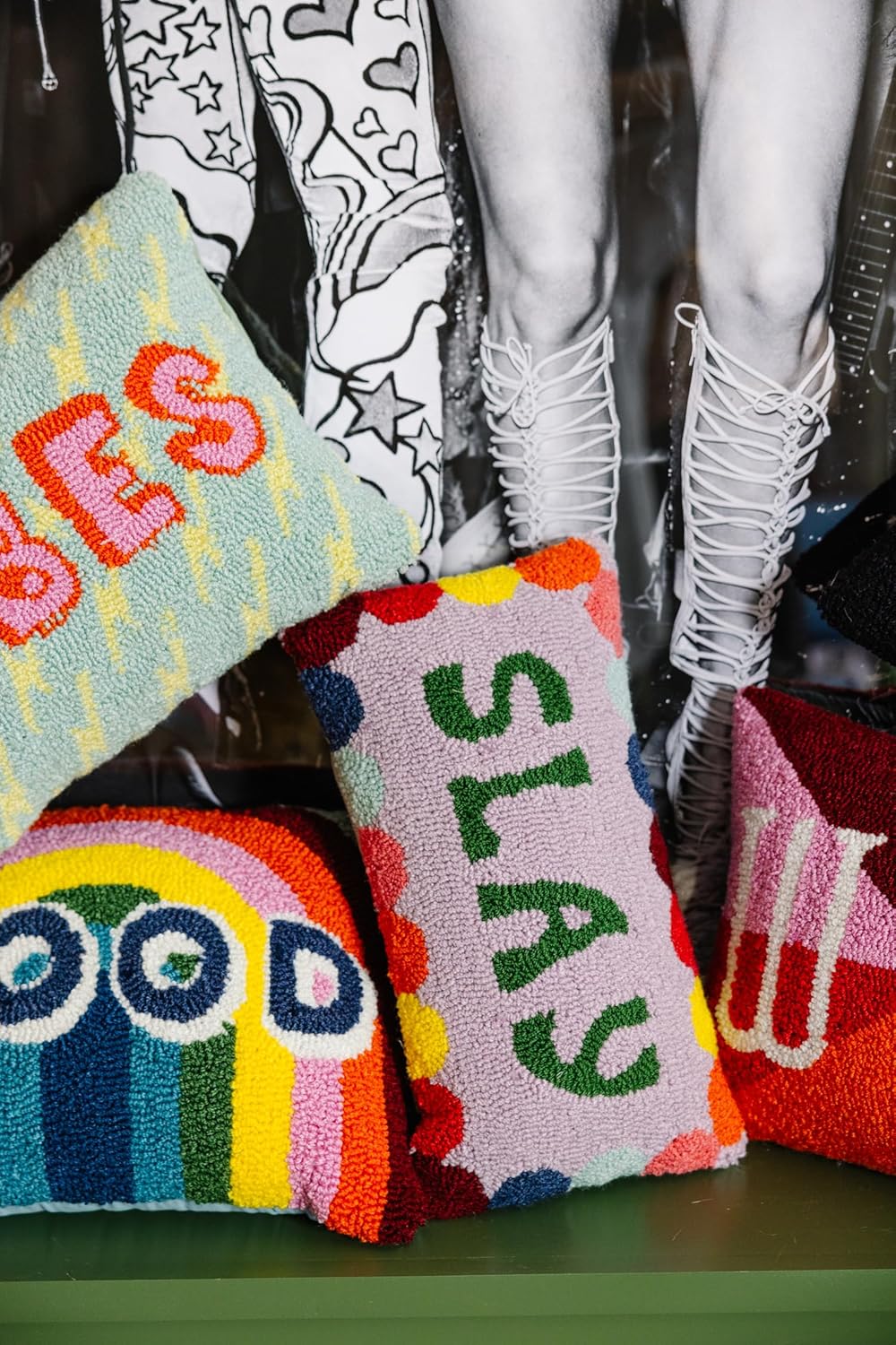 FURBISH Hook Decorative Throw Pillow - Slay - 9"x16" - Small Embroidered Designer Pillow for Living Room, Couch, Sofa, Chair & Bed - Eclectic Home Decor