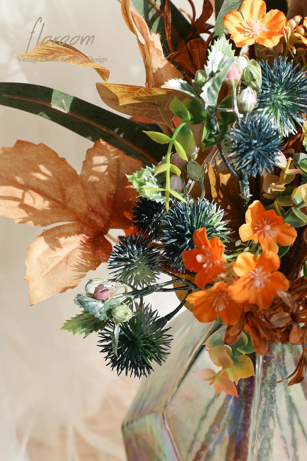 Floroom Artificial Greenery Stems Box Set, 39pcs with 8 Kinds of Faux Greenery Flowers Picks for DIY Bridal Bouquets Wedding Floral Arrangement Table Centerpieces, Earth Tones & Teal