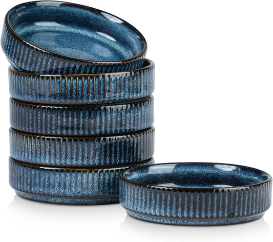 famiware Star Soy Sauce Dish Ceramic Dipping Bowls Set of 6, 4 oz Individual Dip Sauce Cups/Bowls/Dishes/Plates, Small Serving Bowl for Side Dishes, Ice Cream, Condiments, Sushi - Nebulas Blue