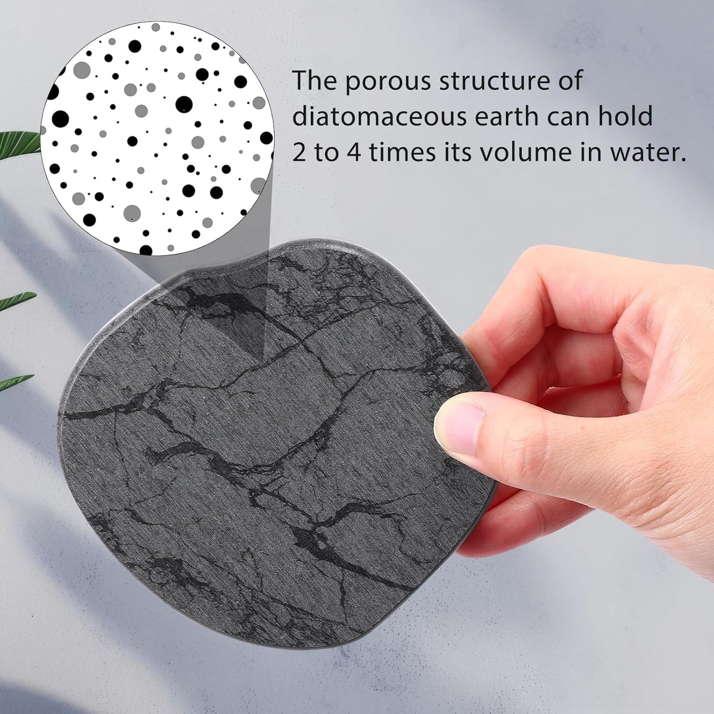 Diatomaceous Earth Coaster ，Set of 4，Unique White Absorbent Coasters for Drinks，Modern Aesthetic Instant Dry Stone Drink Coasters（4,Marble Grey）