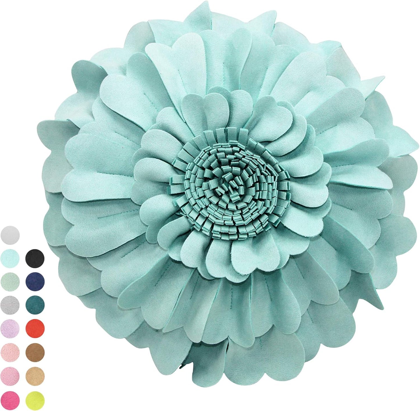 Contempo Lifestyles Flower Pillow – Decorative Pillow 3D Round Throw Pillows for Home Décor – Handmade Sweetheart Flower Pillow for Bed & Couch-Sunflower Pillow - 13 Inch Light Blue