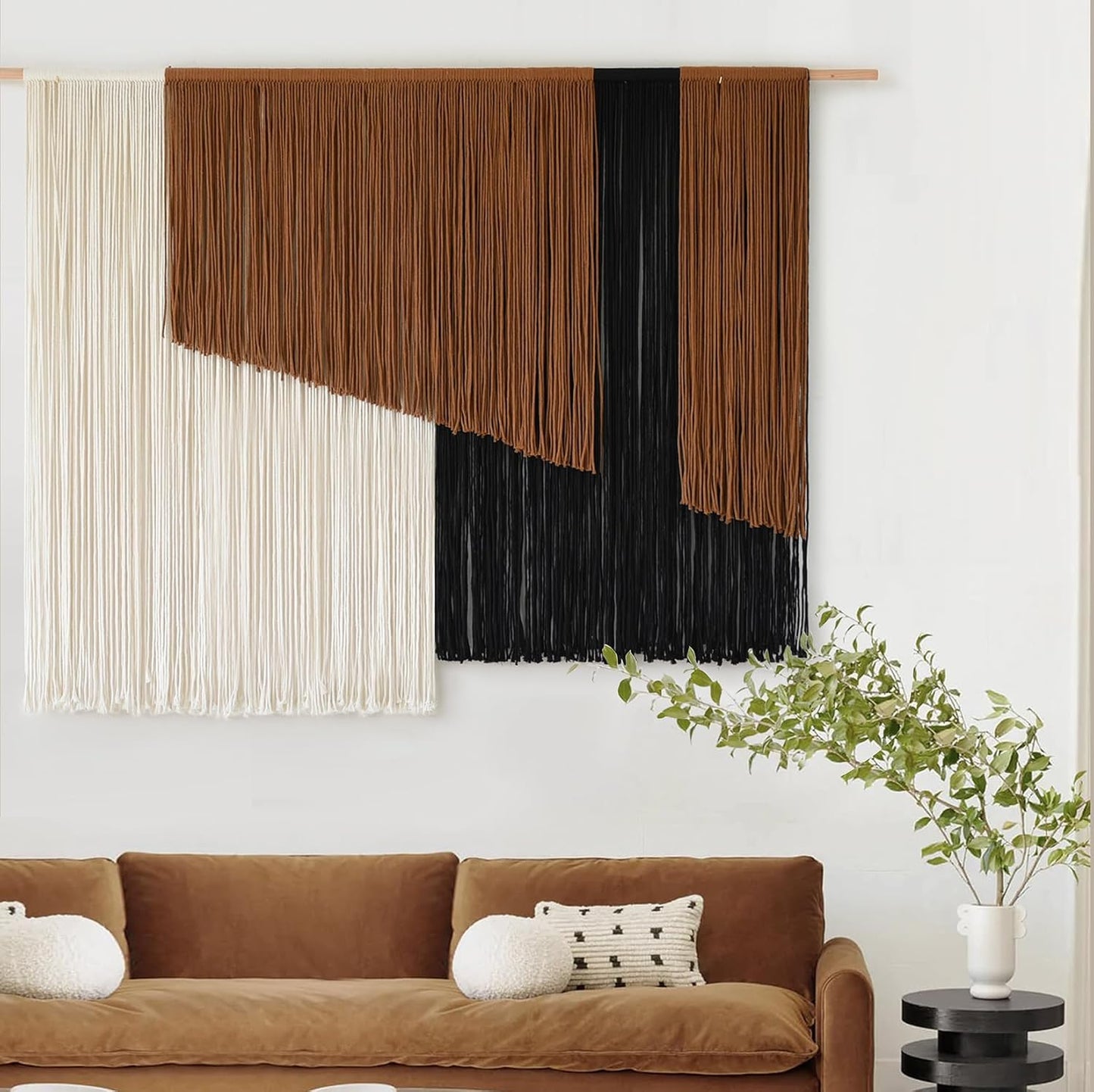 Jakalin Macrame Wall Hanging Dip Dyed Fiber Macrame Wall Decor Boho Cord Living Room Wall Art 57" Wx43 L