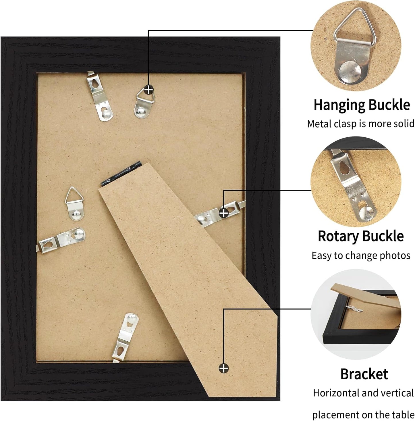 iRahmen 5x7 Picture Frame Set of 2, Black Wood Photo Frame with High Definition Glass, Display Pictures 4x6 with Mat or 5 x 7 Without Mat for Tabletop and Wall Mounting