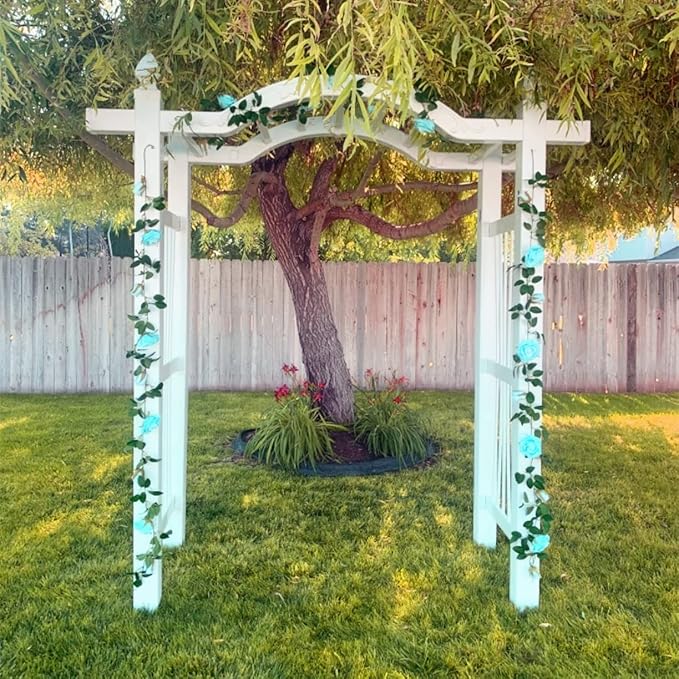 UKELER 2 Pack Artificial Flower Garland Fake Rose Vine Artificial Flowers Green&Blue Hanging Roses for Wedding Arch Party Garden Craft Home Decor