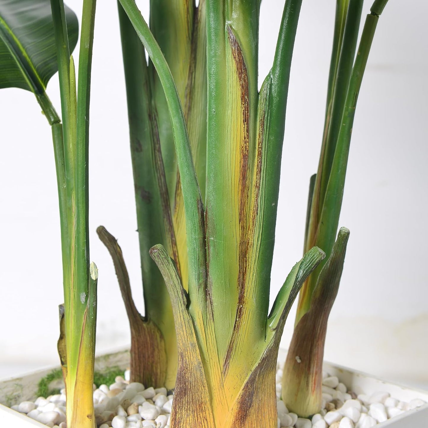 Bird of Paradise Artificial Plant 5FT, Faux Tropical Palm Tree with White Tall Planter, Large Fake Plants in Pot - Artificial Tree for Home Office Living Room Decor Indoor