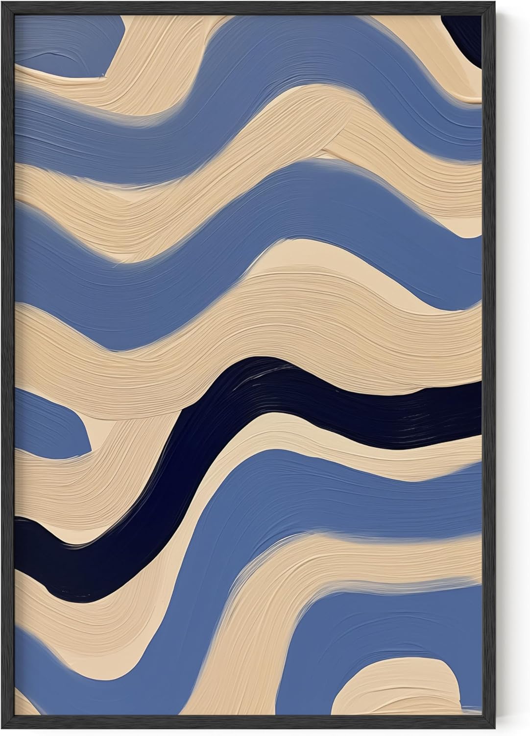 HAUS AND HUES Modern Abstract Wall Art - Blue and Green Living Room Art, Modern Artwork for Walls, Minimalist Picture for Living Room(Blue Abstract Pattern 4, Unframed, 24x36)