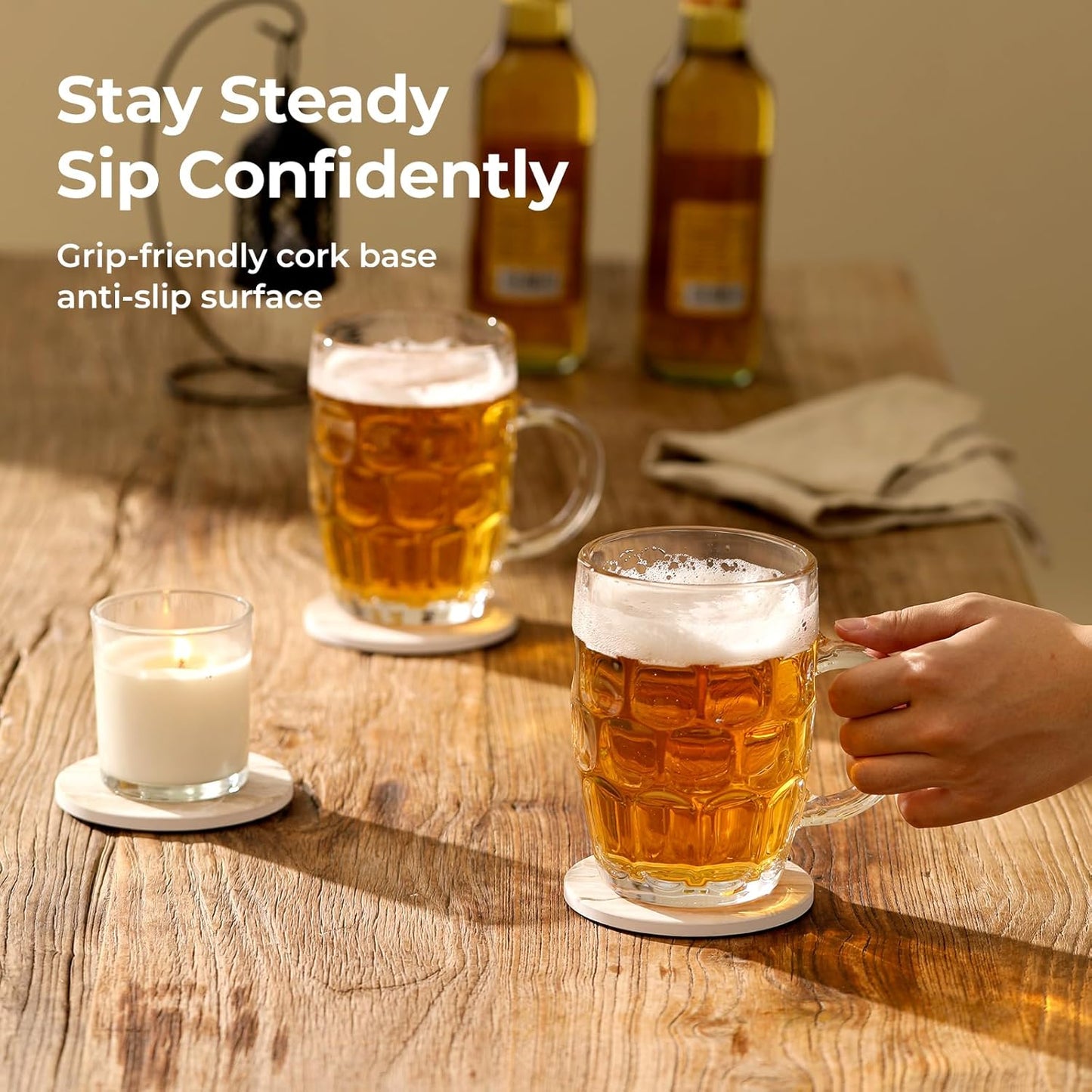 LIFVER Coasters Set of 6, Absorbent Drink Coasters, Marble Style Ceramic Stone Coaster for Drink Tabletop Protection, Modern Coaster Ideal for Home Decor Coffee Table House Warming Gifts