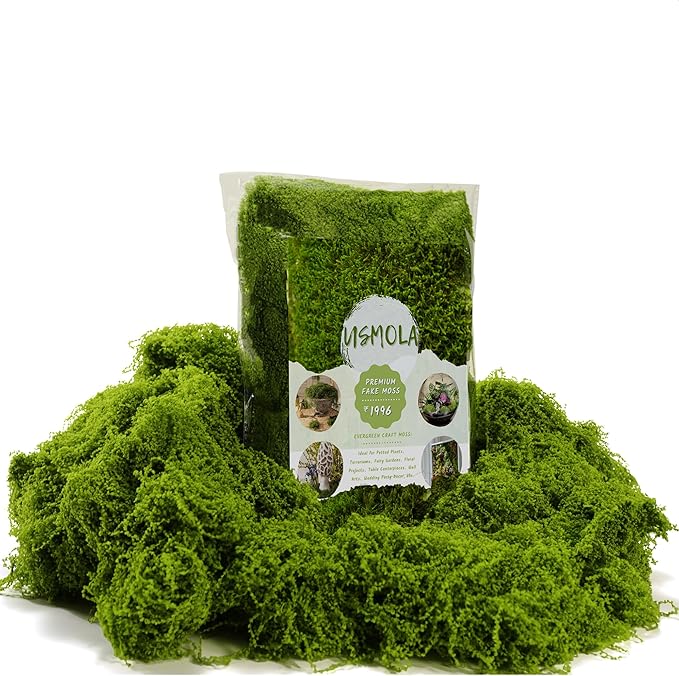 3.5OZ Fake Moss for Plants Indoor - Artificial Moss for Table Centerpieces, Fairy Gardens, Terrariums - Realistic Faux Grass for Wedding Christmas Party Decor (Light Green)