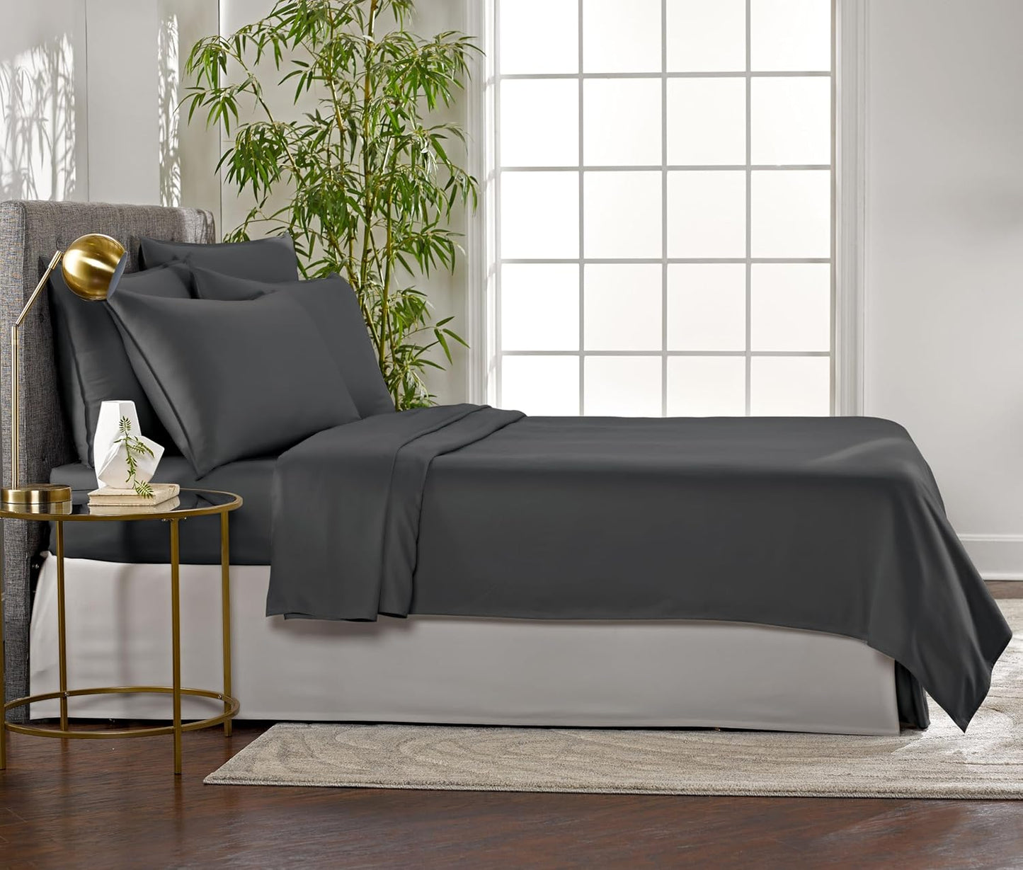 Full Sheets by Pure Bamboo, Genuine 100% Organic Viscose Derived from Bamboo Bed Sheet Set, Luxuriously Soft & Cooling, Double Stitching, 2 Year Quality Promise (Full, Charcoal)