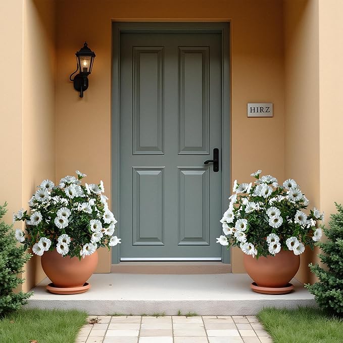 UV Resistant Artificial Petunias Fake Flowers Artificial Flowers for Outdoors Silk Flowers Fake Hanging Basket Plants Suitable for Outdoor Porch Decoration Patio Decor 13.3In (4PCS,White)