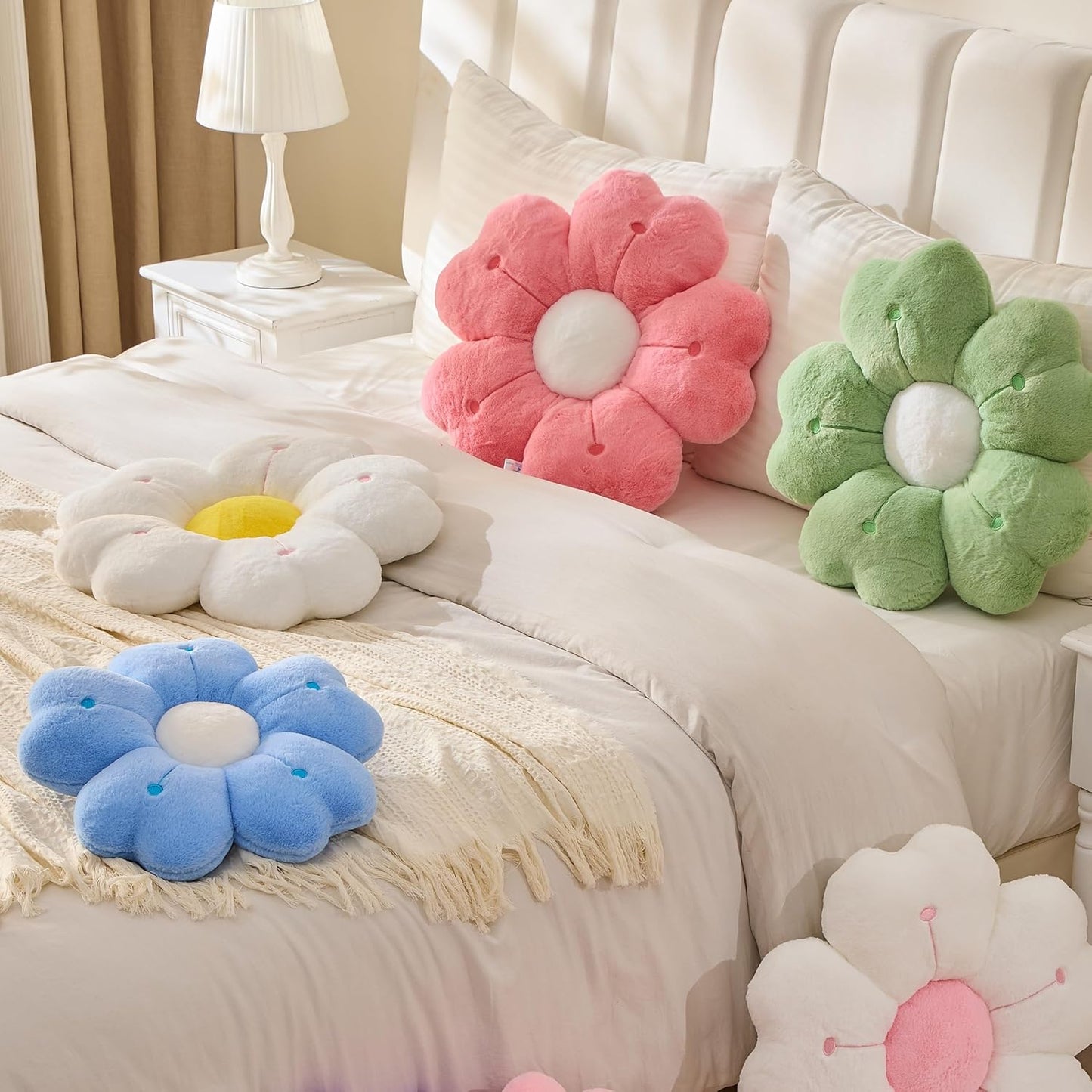 Flower Pillow,Cute Daisy Pillow 15.7In Yellow Flower Shaped Plush Throw Pillow Decorative Cushion for Home Bedroom Sofa Chair Couch Decor