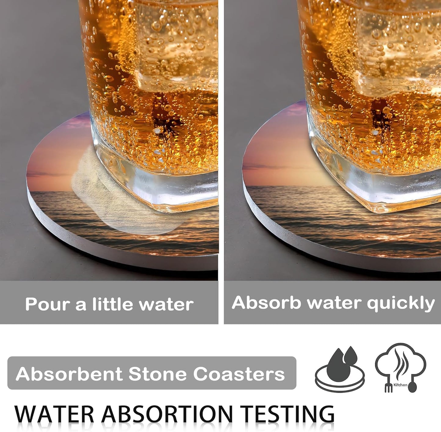 Dolphin Coasters for Drinks Absorbent with Holder,Jumping in Sea Under Sun Sets of 6 Durable Cup Coaster for Coffee Table Protection,Great Housewarming Birthday Gifts,Home Decor