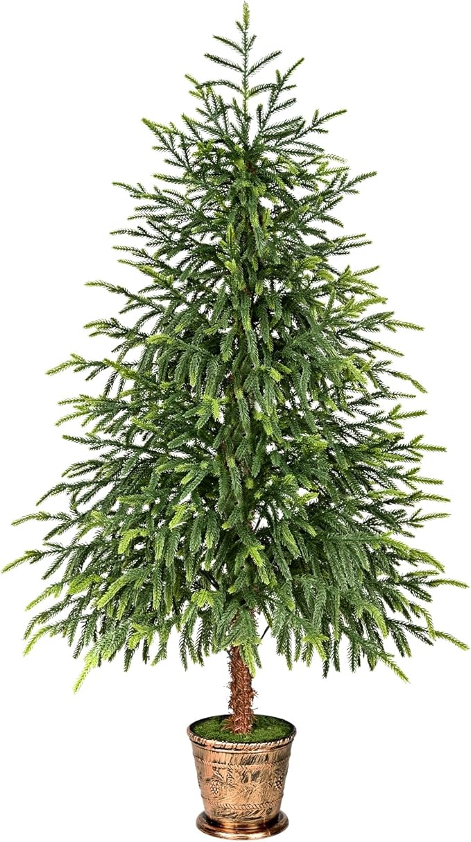 4FT Norfolk Pine Tree with Pot - Christmas Tree with Real Touch PE Branch Tips for Front Porch, Kitchens, Home Indoor Outdoor Xmas‌ Decor