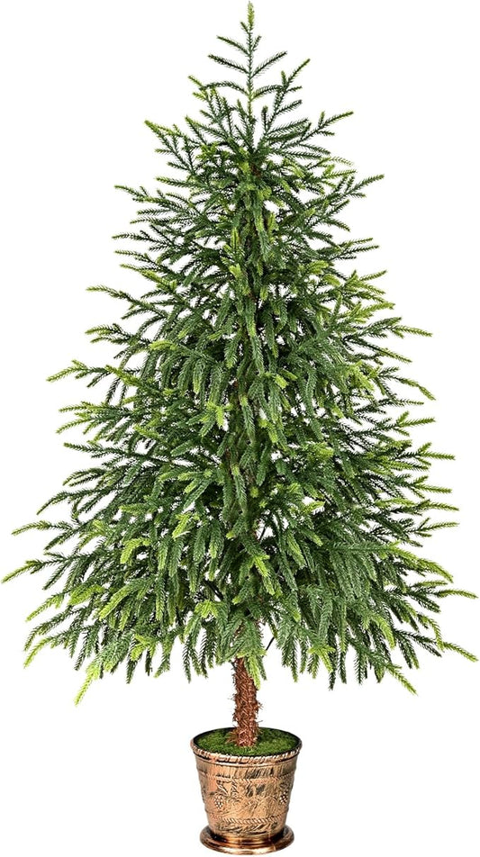 4FT Norfolk Pine Tree with Pot - Christmas Tree with Real Touch PE Branch Tips for Front Porch, Kitchens, Home Indoor Outdoor Xmas‌ Decor