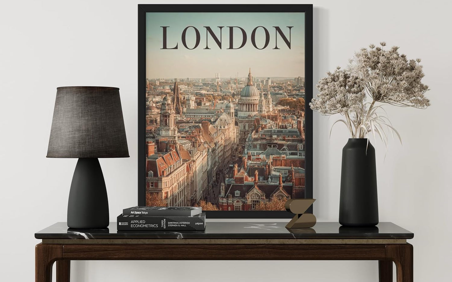London, United Kingdom Art Print Poster, Europe Vintage City Retro Photography Skyline Travel Bedroom Bathroom Living Room Decor 183 (London, United Kingdom, 11 x 14 inches, Black Frame)