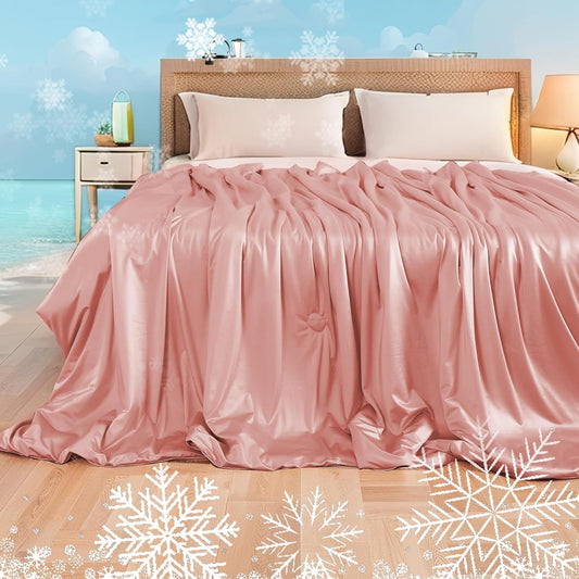 Cooling Comforter King Summer Blanket for Hot Sleepers, Silky-Soft & Cool Fiber, All-Season Comfort, Double-Sided Cold Blanket for Night Sweats, 90" x 108", Pink