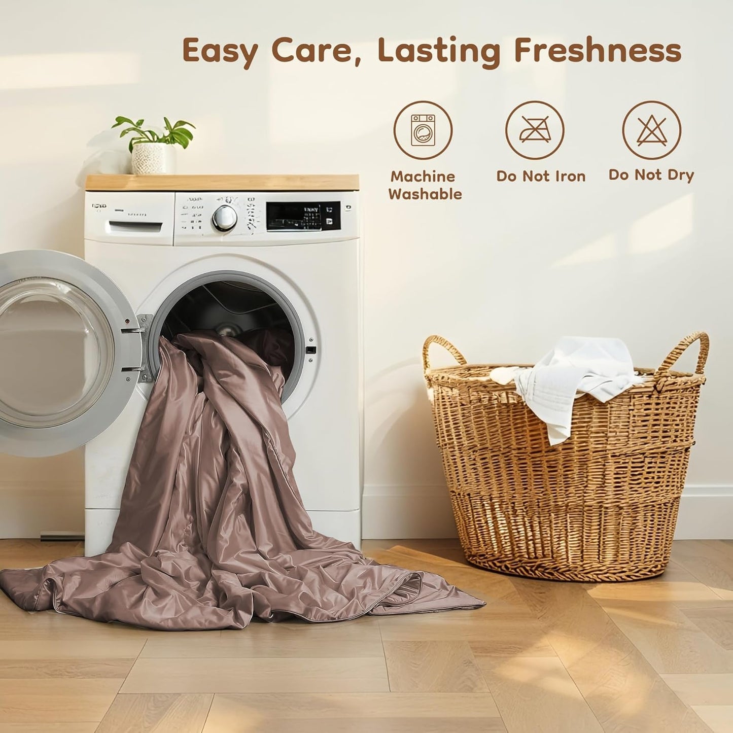 Cooling Comforter King Summer Blanket for Hot Sleepers, Silky-Soft & Cool Fiber, All-Season Comfort, Double-Sided Cold Blanket for Night Sweats, 90" x 108", Terracotta