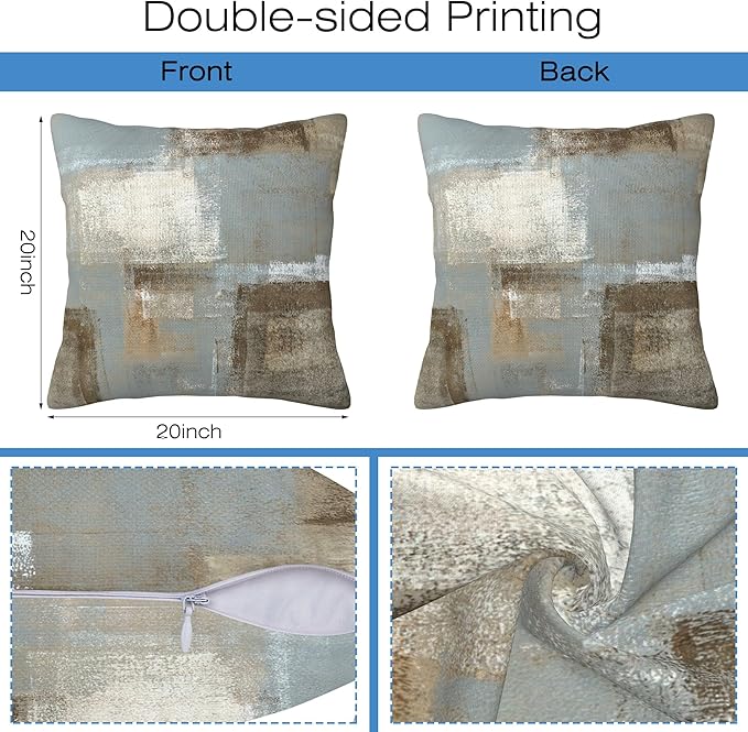 Throw Pillow Cover Case Abstract Floral with Leaves Pillow Covers 20x20 Inch Set of 2 Soft Decorative Throw Pillow Case for Living Room Bedroom Sofa Couch Cushion Covers