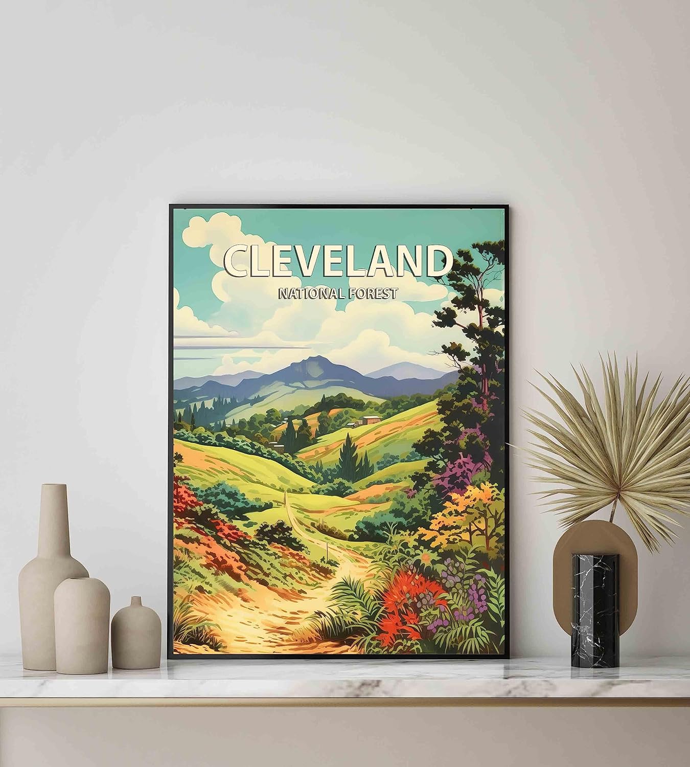 Cleveland National Forest Poster Art Print Retro Mountain Wall Art Poster Vintage Decor Nature Recreation Wilderness Wildlife Decoration, Outdoor Adventure Scenic Beauty Artwork. (Cleveland National