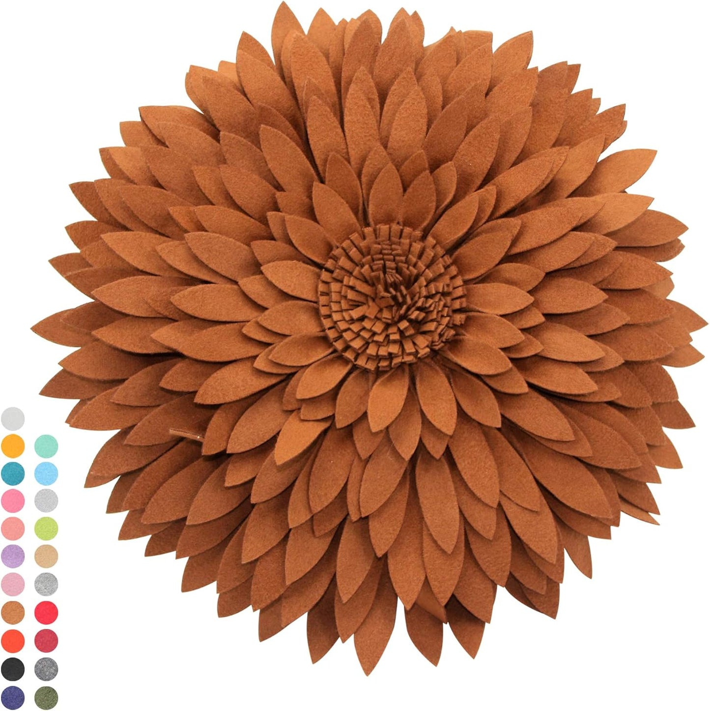 Contempo Lifestyles 3D Daisy Flower Decorative Pillow, Plush, 18" Flower, 16" Pillow With Insert, Solid Mocha