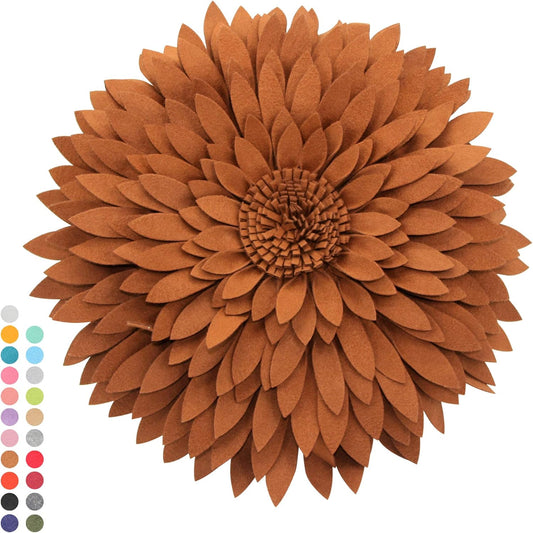 Contempo Lifestyles 3D Daisy Flower Decorative Pillow, Plush, 18" Flower, 16" Pillow With Insert, Solid Mocha