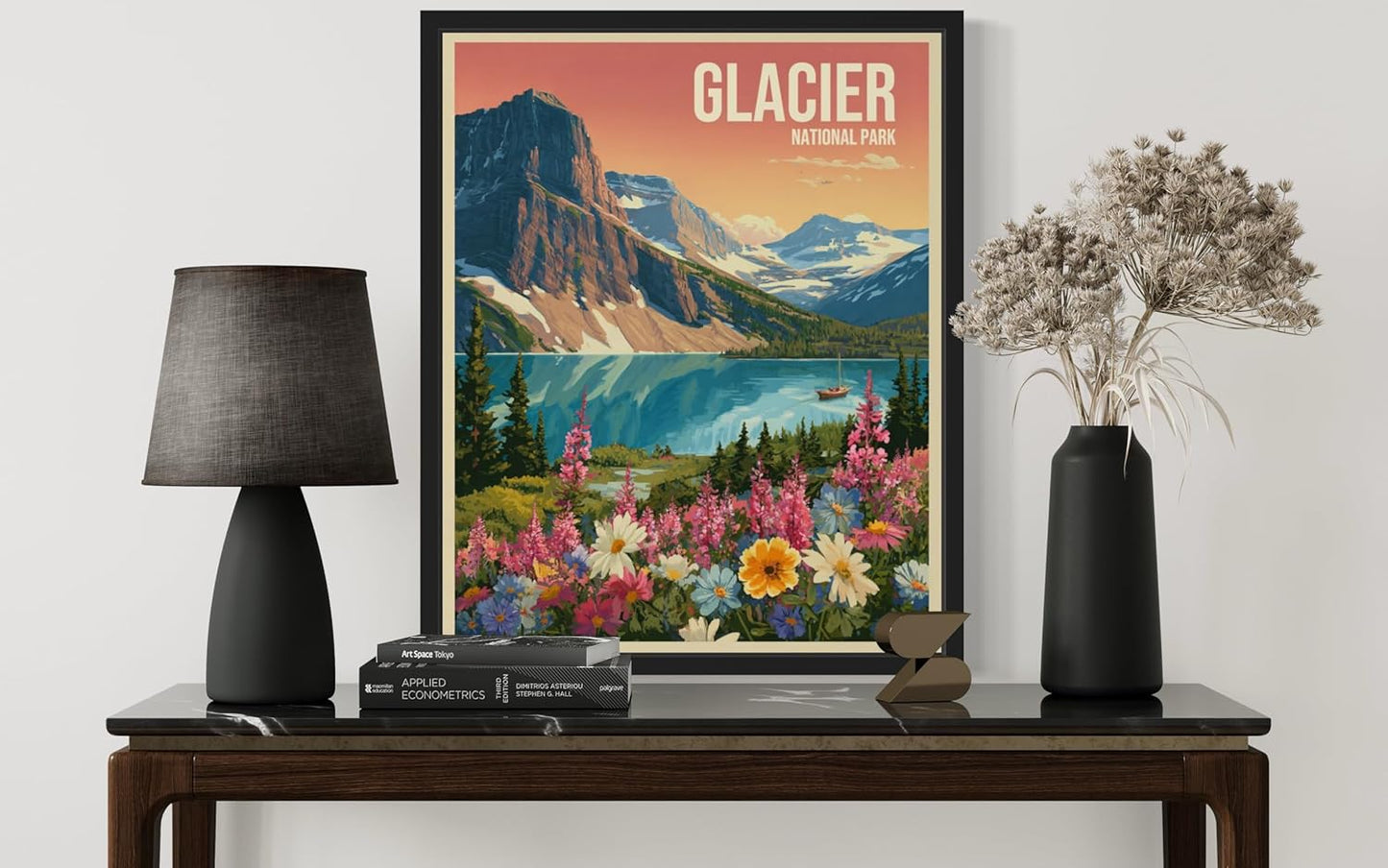 Glacier National Park Art Print Poster, Vintage Retro Pop Art Travel Wall Art Bedroom Bathroom Living Room Decor 185 (Glacier, 11 x 14 inches, Unframed)