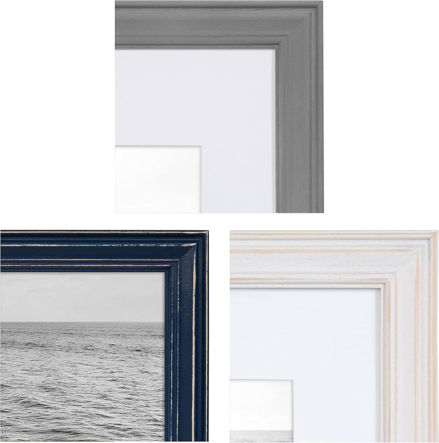 Kate and Laurel Bordeaux Expressions Wall Decor Collection, Set of 10, Coastal Finishes, Assorted Size Frames and Decorative Wall Accents