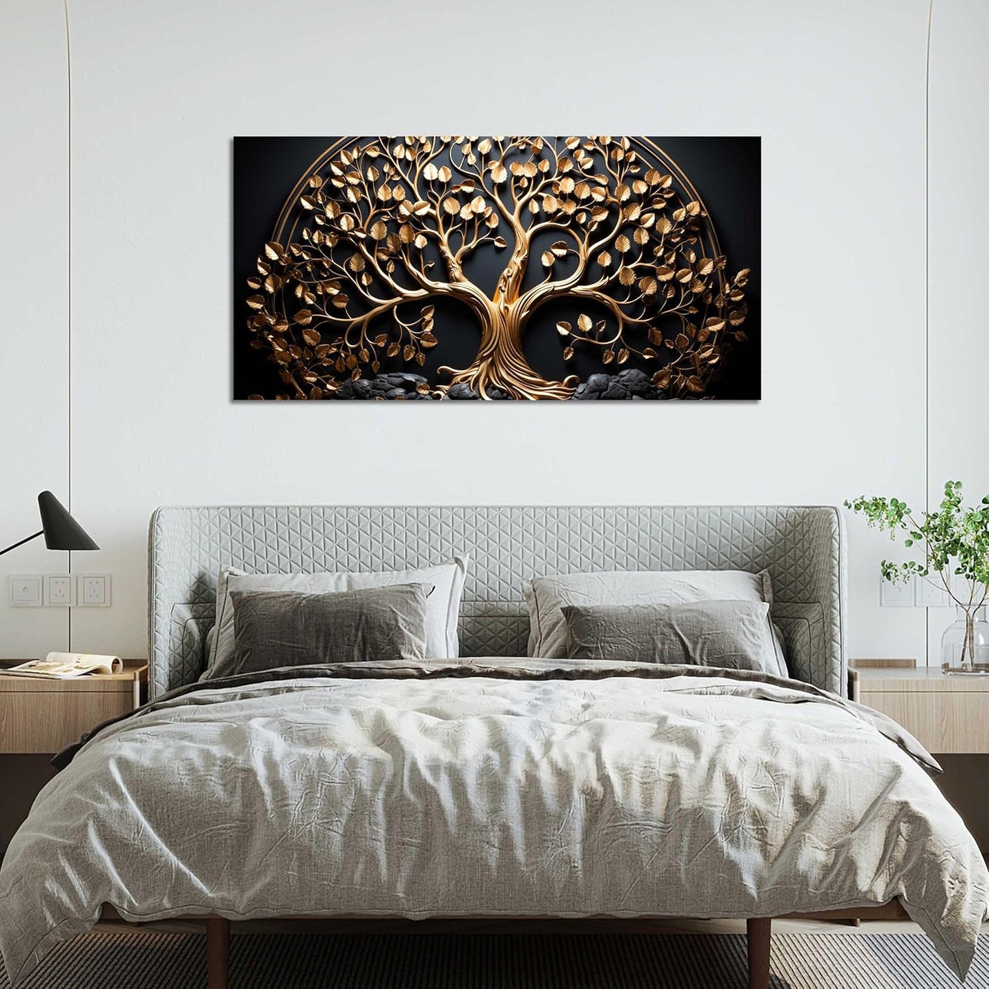 Gold Tree Wall Art for Office Gold Pictures for Wall Living Room Vintage Wall Decor Bedroom Size 24" x 48"