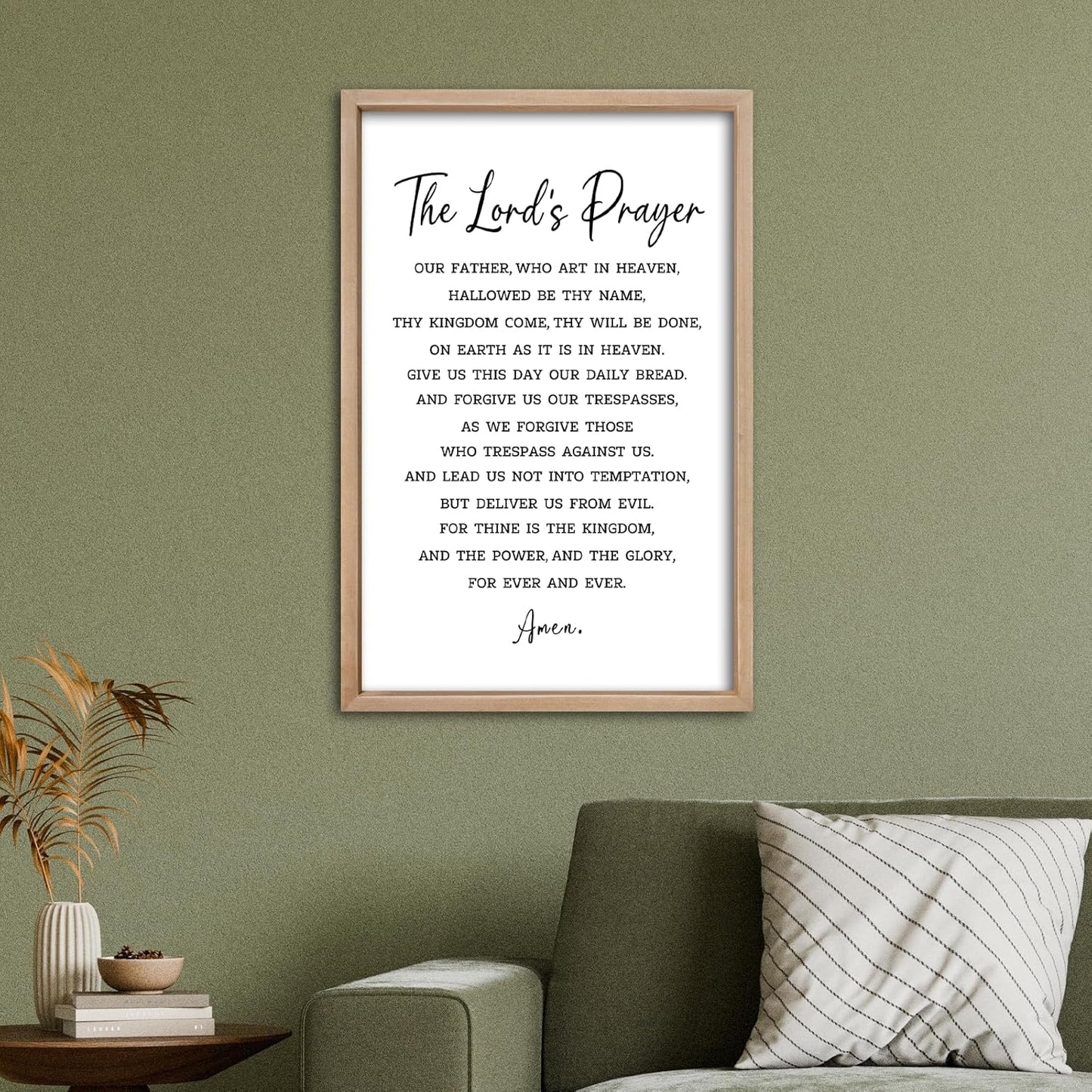 comurdyo Christian Wall Art The Lords Prayer Rustic Bible Verse Wall Decor 16"×11" Our Father Prayer Inspirational Positive Religious Saying Sign God Jesus Scripture Print Hanging (Wood)