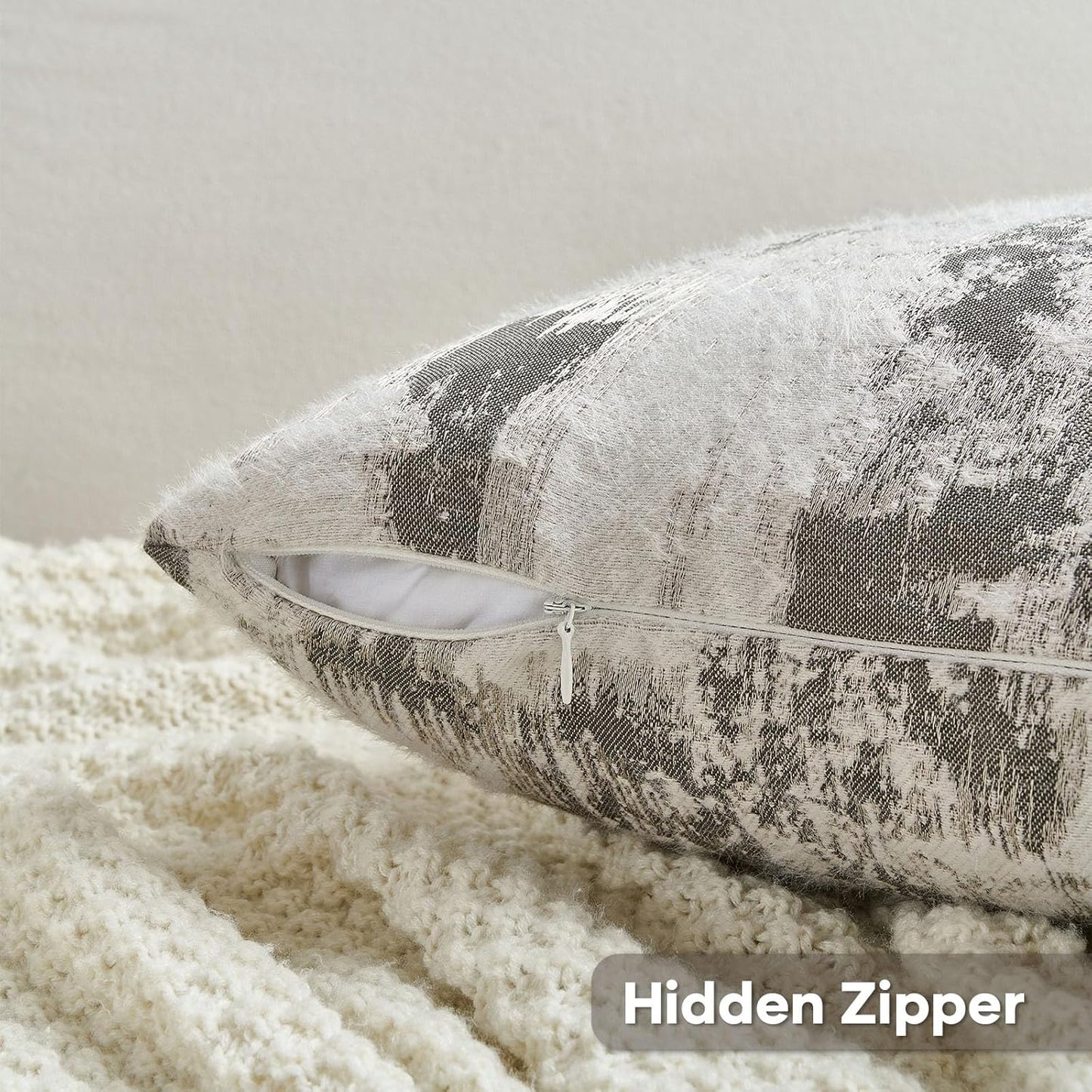 FUTEI Black White Decorative Throw Pillow Covers 16x16 Inch Set of 2,Soft Faux Cashmere Jacquard - Textured & Cozy Cushion Case,Modern Home Decor for Couch Bed Living Room