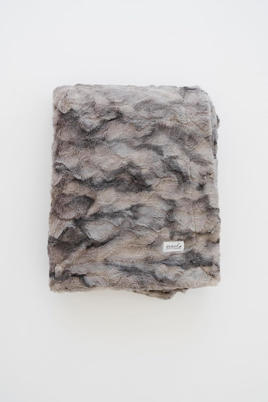 GRACED SOFT LUXURIES Large Throw Blanket Super Soft Comfy Warm Elegant Cozy Faux Fur for Home, Sofas, Couches, Beds, Chairs (Large 50" x 60", Marbled Gray)
