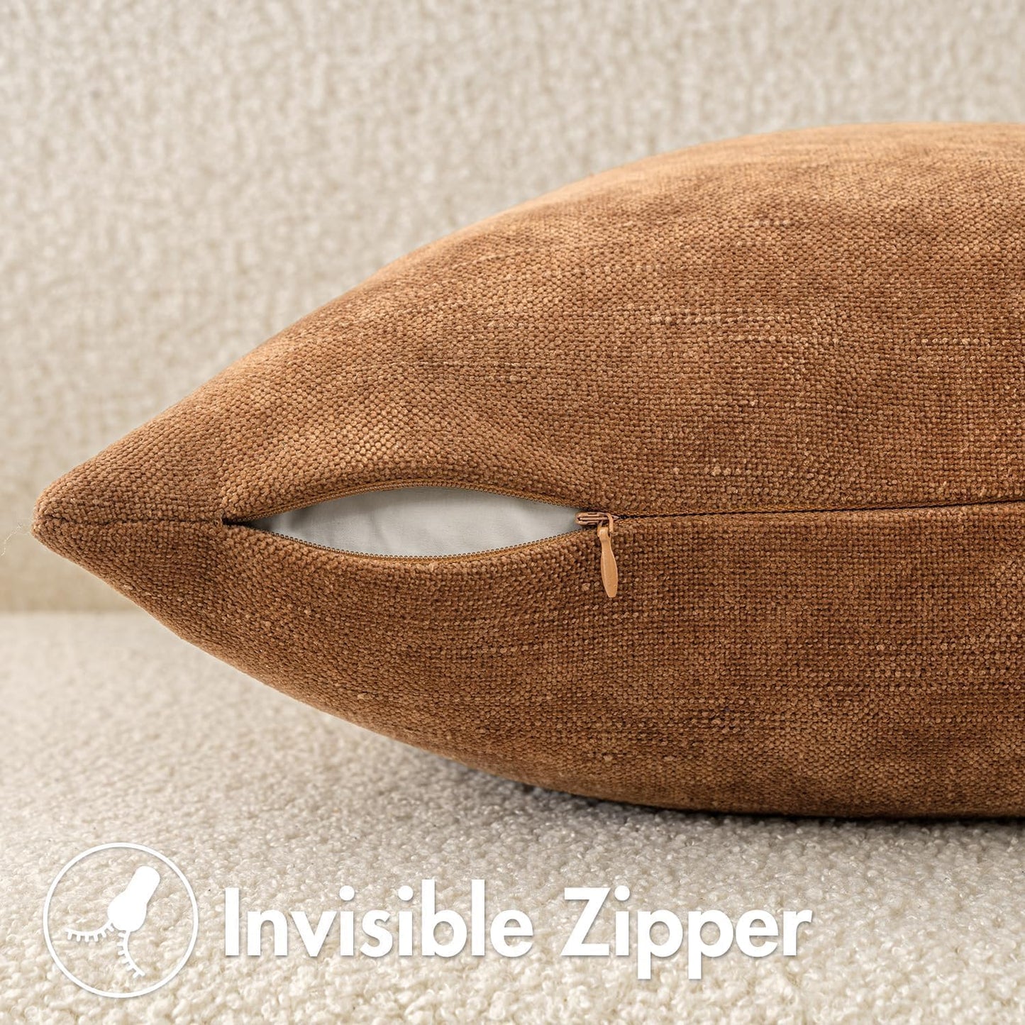 MIULEE 26x26 Inch Pack of 2 Euro Sham Decorative Throw Pillow Covers Soft Chenille Pillows Textured Cushion Covers for Bed Couch Sofa Bedroom Living Room, Brown