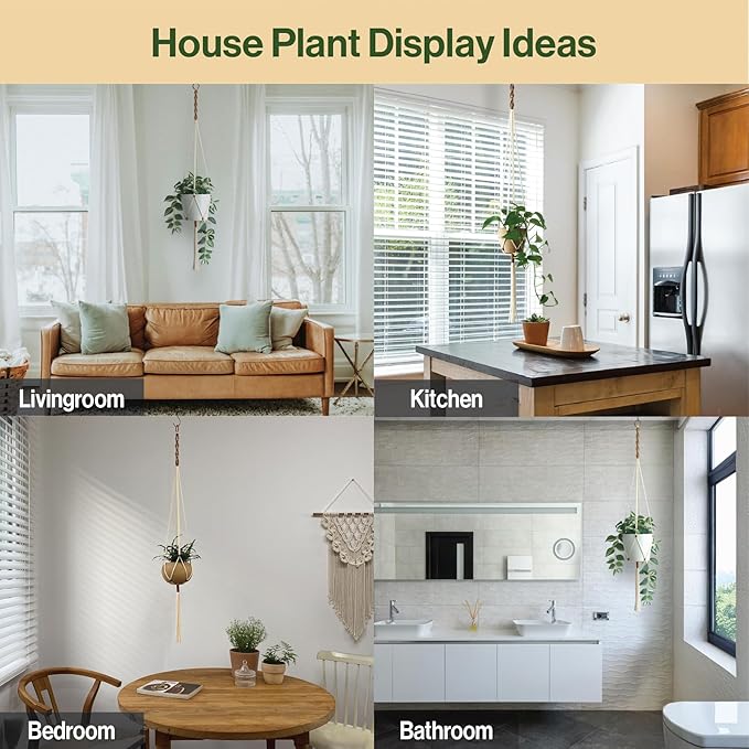 Macrame Plant Hanger Polyester Rope 42 Inch Outdoor Indoor Adjustable Hanging Planter for up to 10 Inch Plant Pot Modern Boho Home Decor (1, Ivory/Burnt Orange)