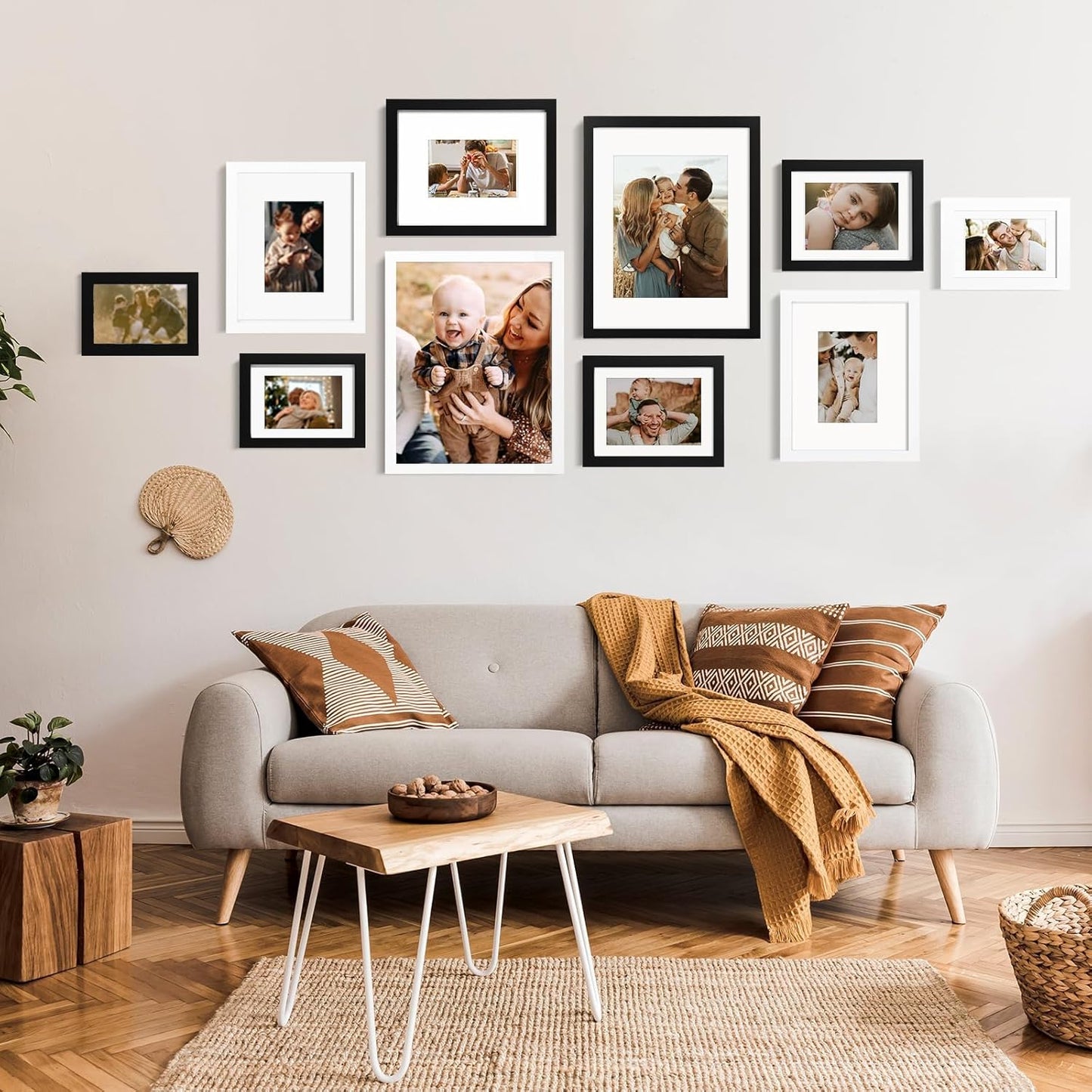 KINLINK 12x16 Picture Frame White - Solid Wood Frames with Acrylic Plexiglass for Pictures 11x14/9x12 with Mat or 12x16 without Mat, Wall Display Photo Frame, Set of 4