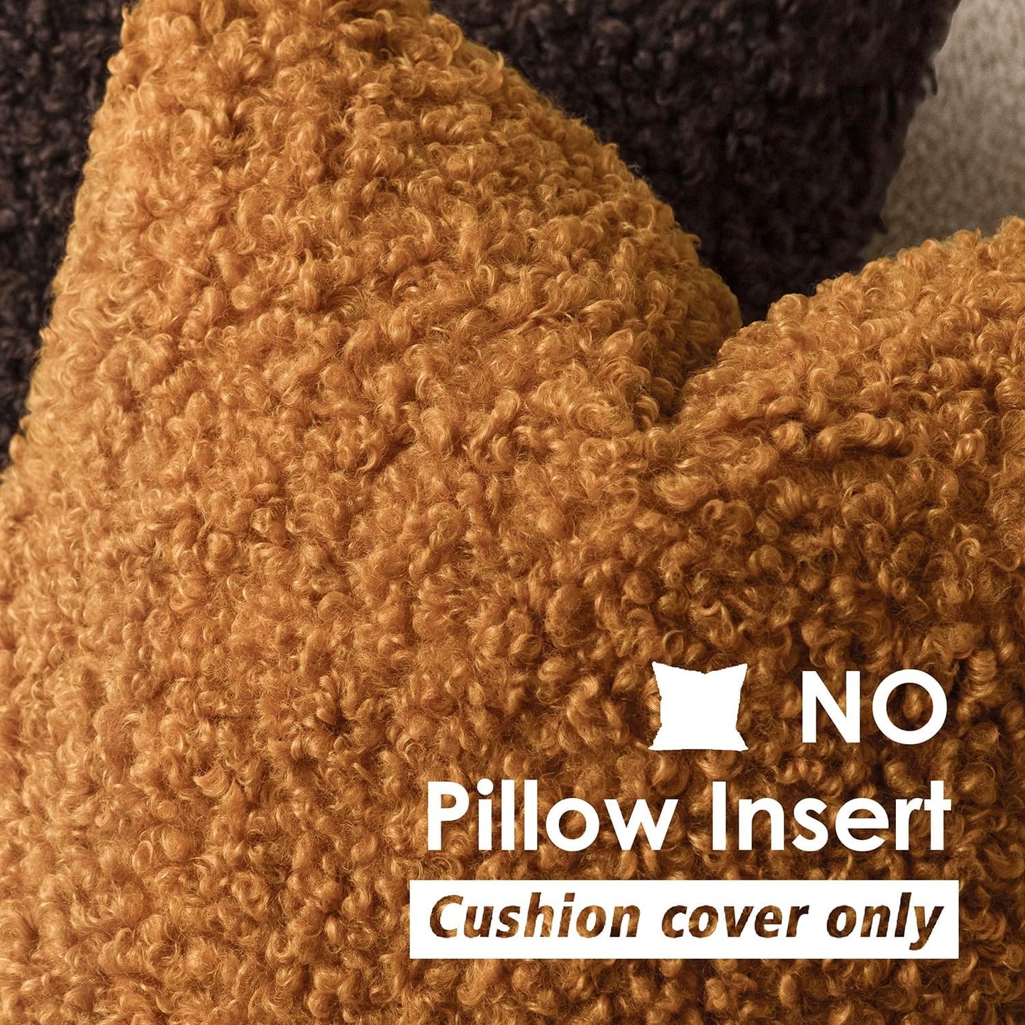 Foindtower 2 Pieces 20x20 Inch Orange, Faux Fur Throw Pillow Cover Accent Sherpa Furry Pillow Covers Fuzzy Soft Pillowcases Cozy Sheepskin Decorative Fleece Cushion Case for Bed Couch Living Room