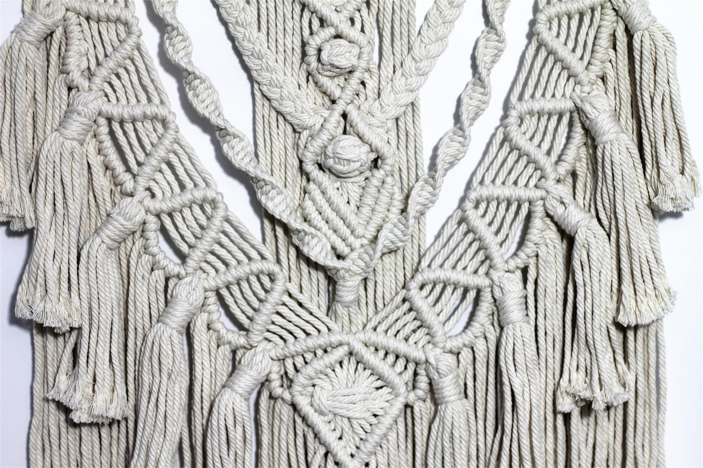 BMIDRUT Macrame Woven Wall Hanging Tapestry Boho Wall Art Handmade Macrame Tapestry for Wedding Bedroom Living Room Background Wall 17x30 Inch