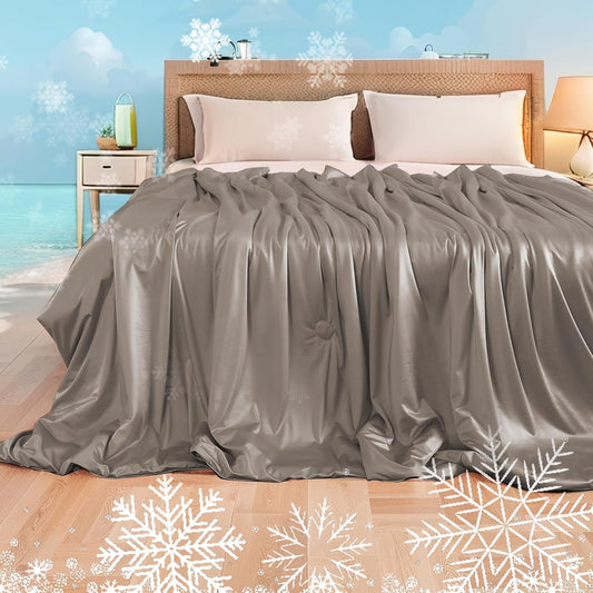 Cooling Comforter King Summer Blanket for Hot Sleepers, Silky-Soft & Cool Fiber, All-Season Comfort, Double-Sided Cold Blanket for Night Sweats, 90" x 108", Taupe