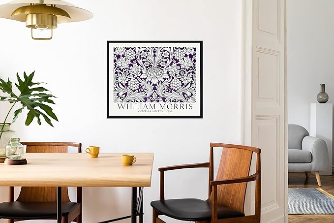 William Morris Purple Theme Wall Art Poster Prints, Famous Artist Patterns, Vintage Flowers Decor Artwork, Tapestry Historic Cultural Illustrations Fine Art, Colorful for Living Room, Bedroom, Office,