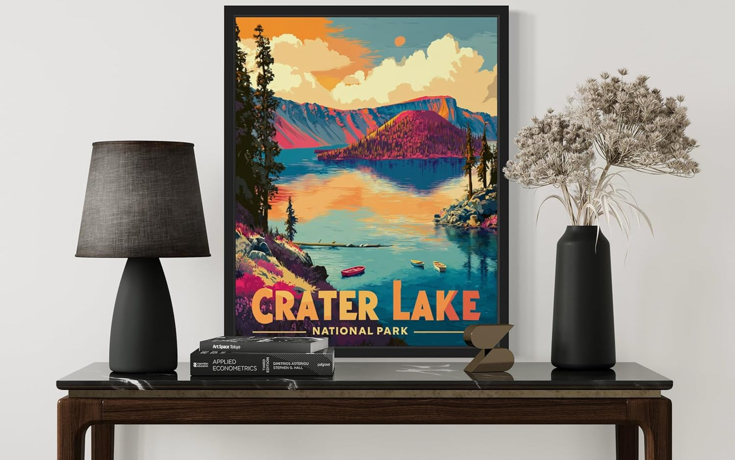 Crater Lake National Park Art Print Poster, Vintage Retro Pop Art Travel Wall Art Bedroom Bathroom Living Room Decor 185 (Crater Lake, 11 x 14 inches, Unframed)
