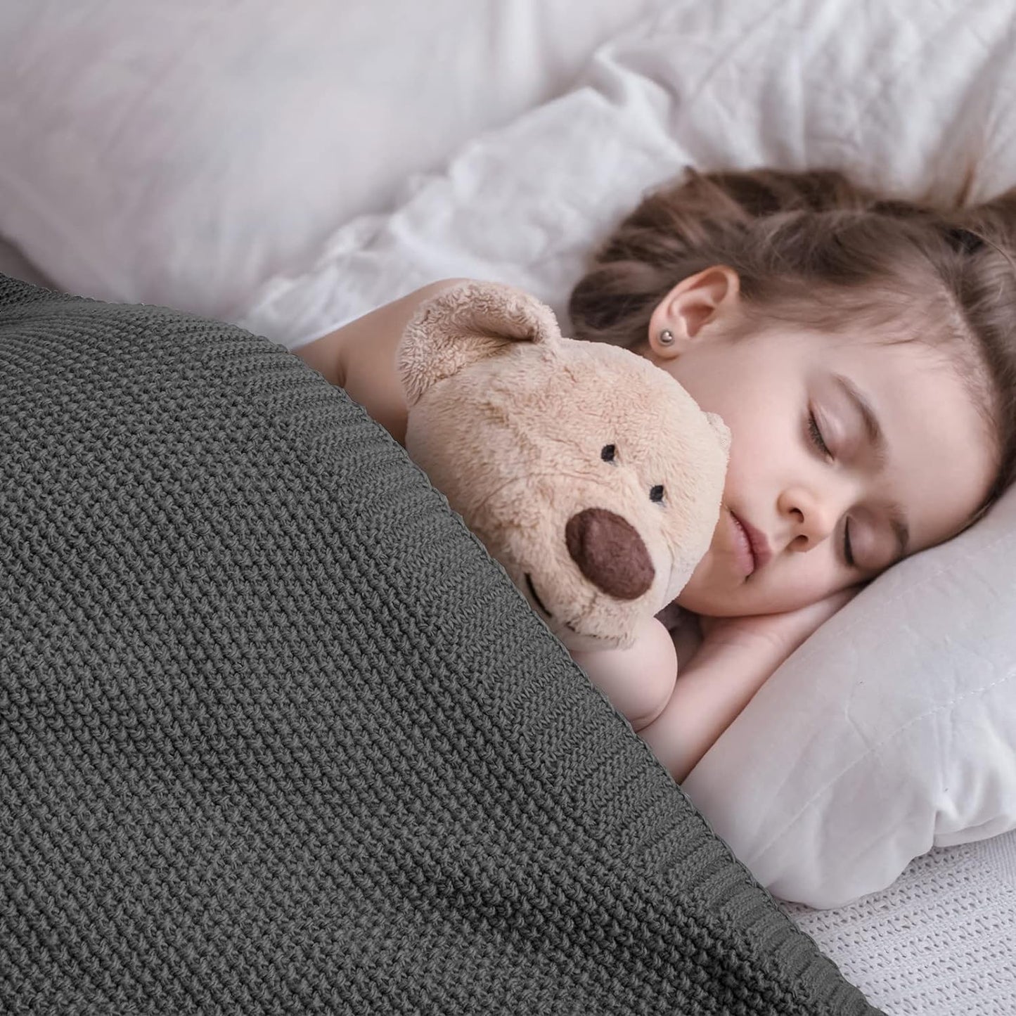 CozeCube Dark Grey Throw Blanket for Couch, Soft Cozy Cable Knit Throw for Bed Sofa Living Room, Lightweight Warm Decorative Farmhouse Christmas Blanket, 50"x60", Charcoal Grey