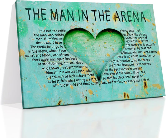 Inspirational Poster Wall Art Motivational The Man In The Arena Entrepreneur Quotes Print on Canvas Picture Painting Artwork for Living Room Office School Wall Decoration Ready to Hang [24''Wx36''H]