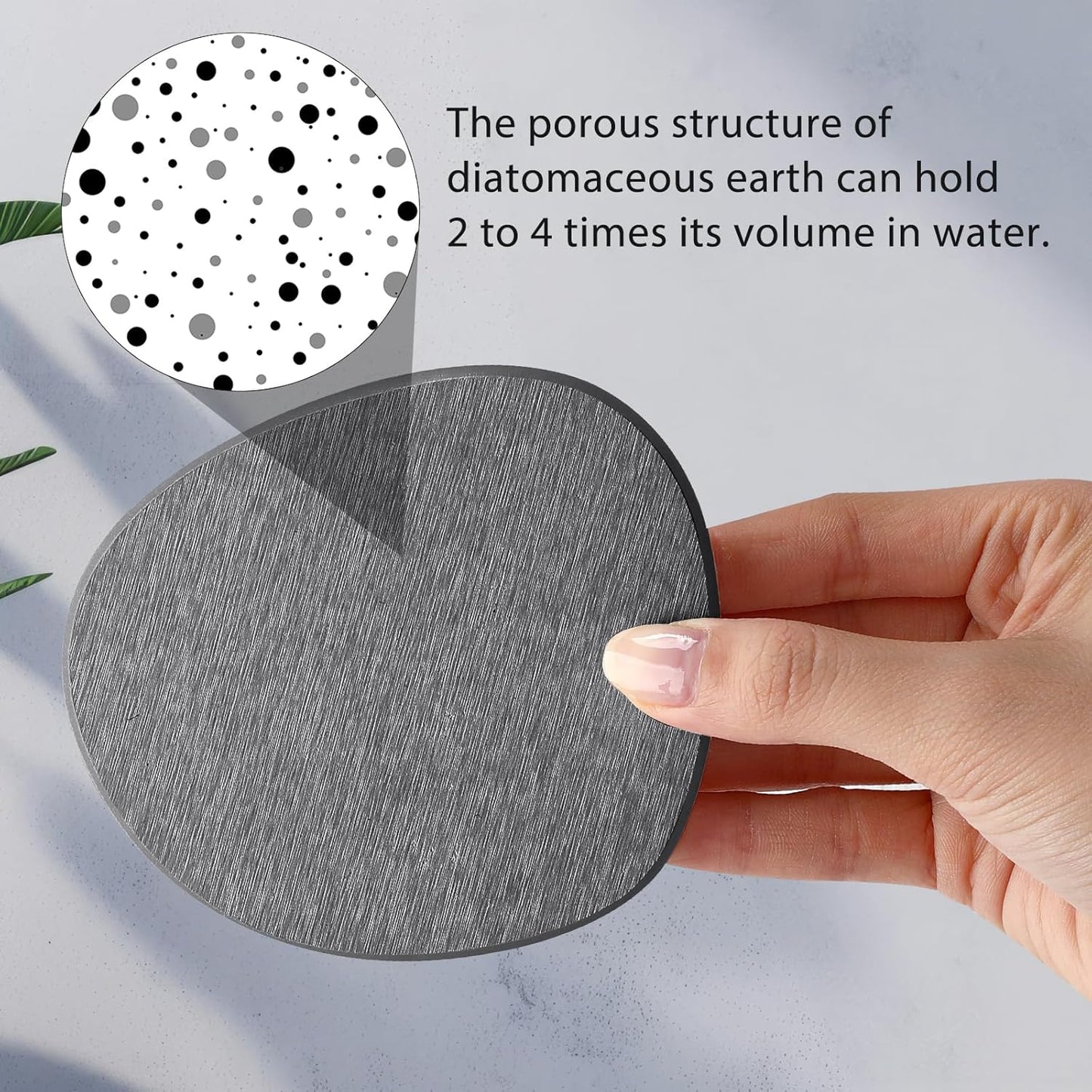 Diatomaceous Earth Coaster ，Set of 4，Unique White Absorbent Coasters for Drinks，Modern Aesthetic Instant Dry Stone Drink Coasters（4,Grey）