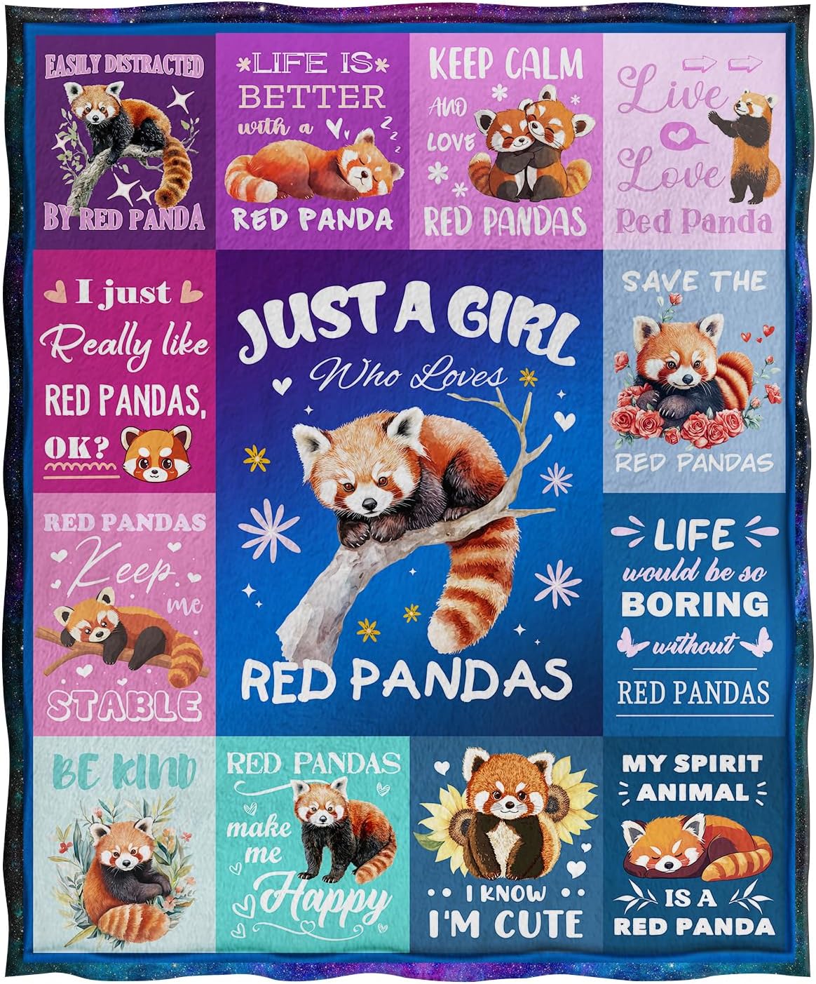 Jekeno Panda Blanket Cute Animals Gifts for Women Men Kids Girls Boys Mom Wife Friends Halloween Birthday Home Bedroom Living Room Decor Colorful Throw Blanket 50"x60"