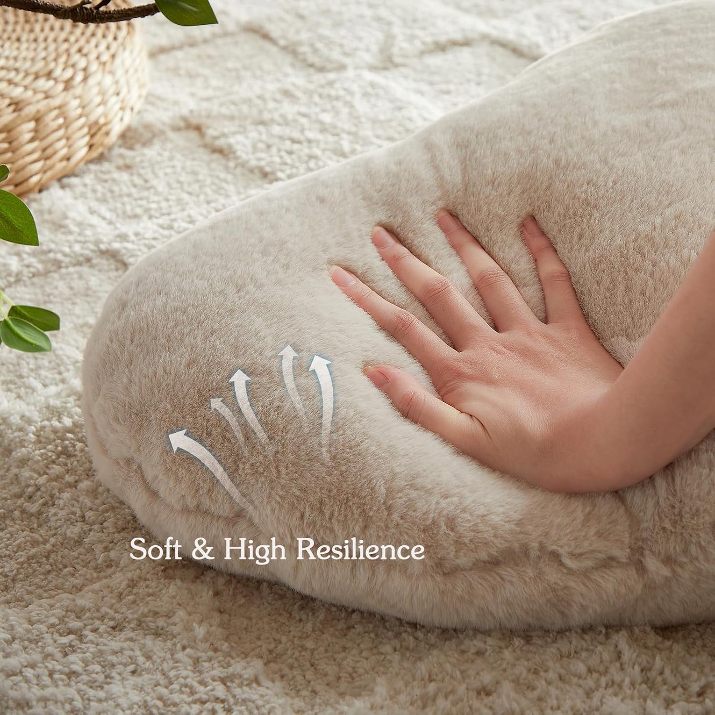 EastTree Heart Pillows, Beige Heart Shaped Pillows, Love Throw Pillows Gifts, Ultra Soft Faux Rabbit Fur Small Cute Pillows, Women Girls Kid Room Decor 10x13 Inch