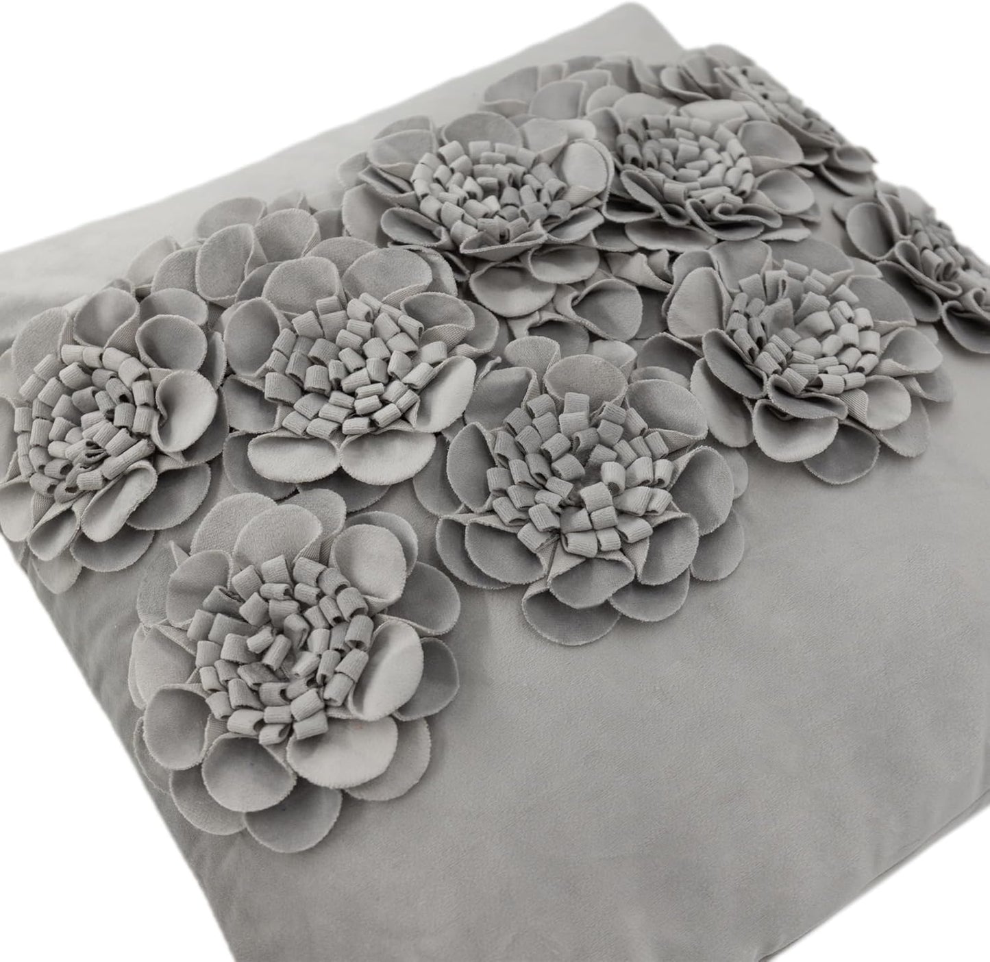 JWH Handmade 3D Flower Throw Pillow Covers Aesthetic Decorative Colorful Floral Accent Pillow Cases Stereo Pillowcase Cute Cushion for Car Bed Couch Bedroom Decor 18x18 Inch Gray