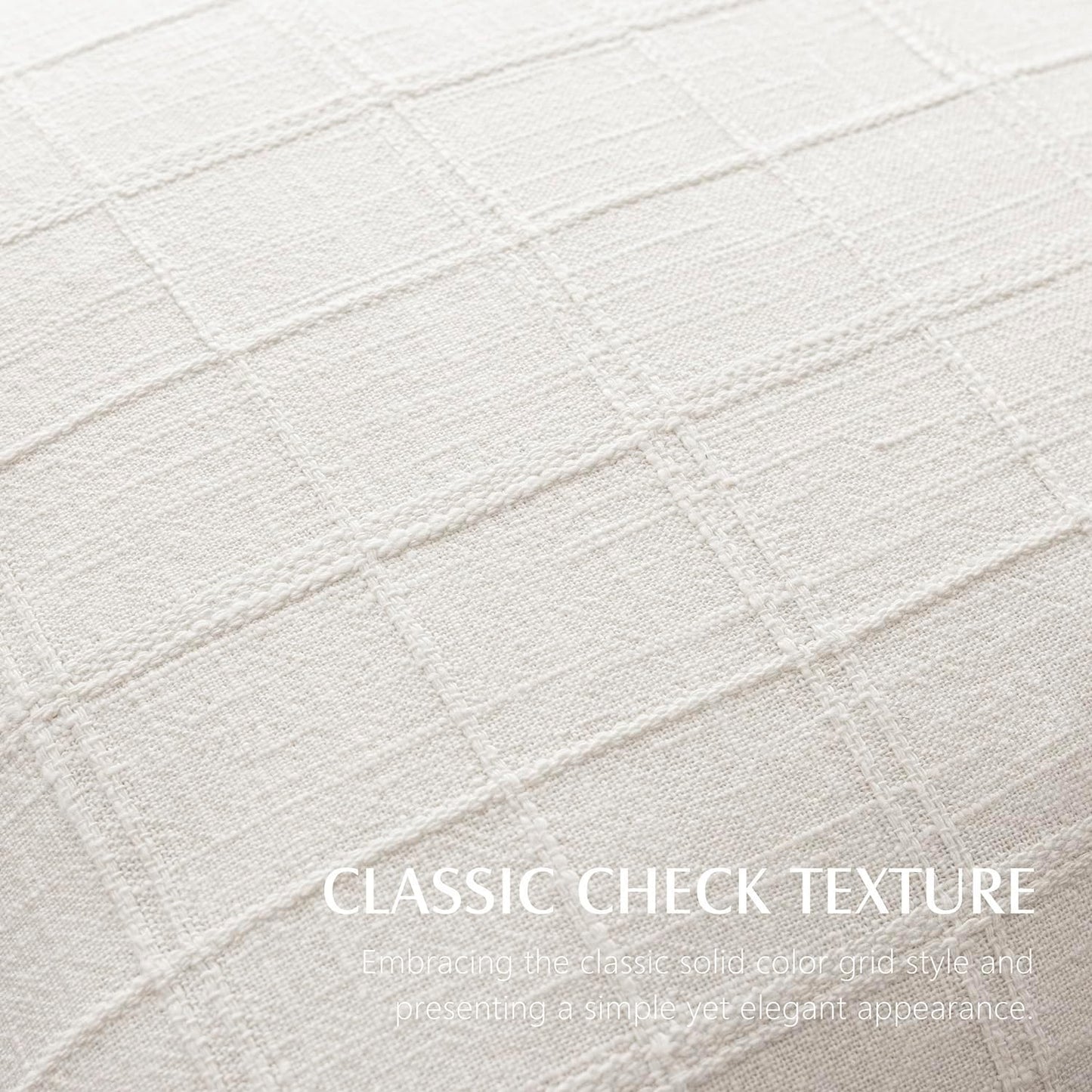 Foindtower Set of 2 Decorative Linen Check Throw Pillow Covers Neutral Farmhouse Lumbar Cushion Covers Modern Boho Home Decor for Sofa Chair Couch Bedroom Living Room,12×20 Inch,Cream White